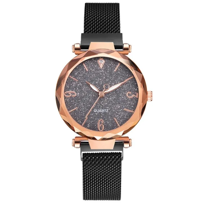 Rose Gold Women Watch 2020 Top Brand Luxury Magnetic Starry Sky Lady Wrist Watch Mesh Female Clock