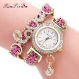Brand Women Bracelet Watches Ladies Love Leather Strap Rhinestone Quartz Wrist Watch Luxury Fashion Quartz Watch