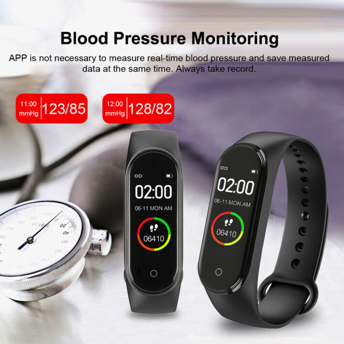 Portable Men's And Women's Waterproof Smart Color Screen M4 Watch Heart Rate Monitor Monitoring Health Tracker Sports Bracelet