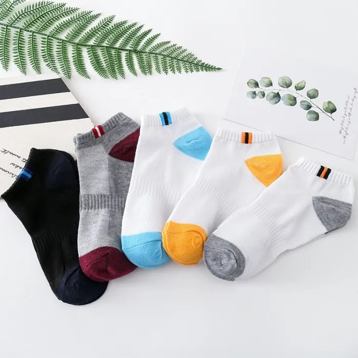 22 Styles 5 Pairs/lot Men Summer Cotton Socks Solid Color Striped Animals Ship Socks Fashionable Male Ankle Socks