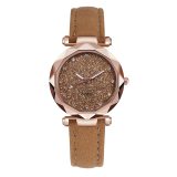Casual Women Romantic Starry Sky Wrist Watch Leather Rhinestone Designer Ladies Clock Simple Dress