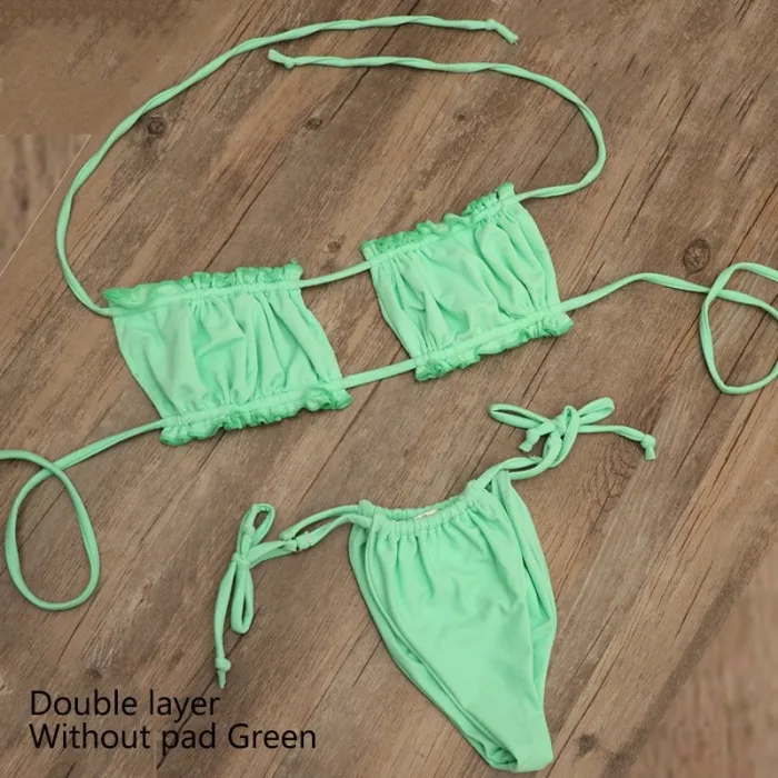 Sexy Micro Women Bikini 2020 Mujer Swimsuit Bandeau Bikinis Set Two-piece Swimwear Push Up Bathing Suit Female Beachwear Biquini