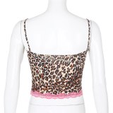 Sweetown Casual Leopard Summer Tops For Women Lace Edge Tank Top Korean Fashion Sleeveless Sexy Cropped Feminino Tees Harajuku