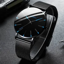 2020 Minimalist Men's Fashion Ultra Thin Watches Simple Men Business Stainless Steel Mesh Belt Quartz Watch
