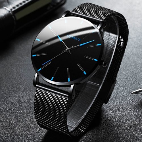 2020 Minimalist Men's Fashion Ultra Thin Watches Simple Men Business Stainless Steel Mesh Belt Quartz Watch