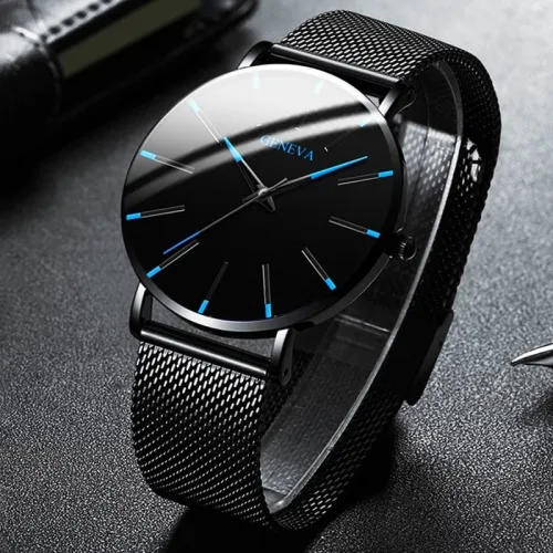 2020 Minimalist Men's Fashion Ultra Thin Watches Simple Men Business Stainless Steel Mesh Belt Quartz Watch