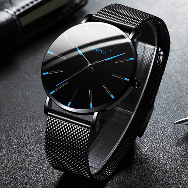 2020 Minimalist Men's Fashion Ultra Thin Watches Simple Men Business Stainless Steel Mesh Belt Quartz Watch