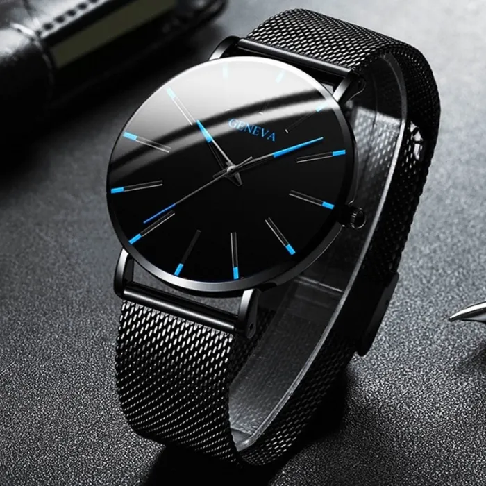 2020 Minimalist Men's Fashion Ultra Thin Watches Simple Men Business Stainless Steel Mesh Belt Quartz Watch