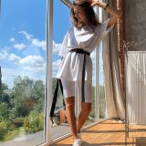 Rapwriter Solid Summer Oversized Tshirt And Shorts Two Piece Set Women Slim Shorts Long Tee Shirt Outfits Femme Biker Track Suit