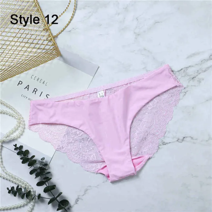 Fashion Women's Sexy Lace Panties Seamless Underwear Briefs Leopard Ice Silk for Girls Bikini Cotton Crotch Transparent Lingerie