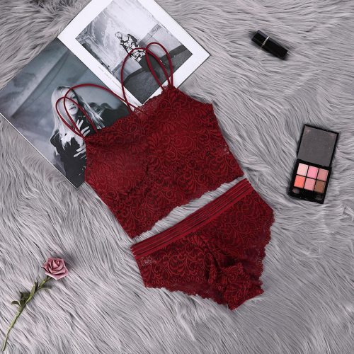 Transparent Lace Bra and Panty Set Women Sexy Lingerie Intimates Ladies Underwear Set Fashion Bra & Brief Sets Solid Color