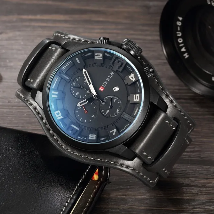 Top  Brand Luxury Mens Watches Male Clocks Date Sport Military Clock Leather Strap Quartz Business Men Watches Gift