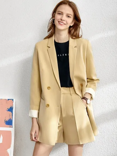 Minimalism suit set for women Autumn  4 piece set women Solid blazer,vest,high waist pants  women's costumes 12060909