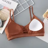 BEFORW Solid Color Sexy Hollow Bra Thin strap Push Up Bra Wire Free Seamless Underwear Women Slim Fit Cozy Thread Female Bras