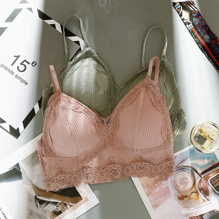 Women Lace Wireless Padded Seamless Bra Sexy Bra Cotton Lingerie Breathable Underwear
