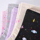 Ladies Socks Cotton Stars Moon Creative Fun Socks Universe Starry Sky Trend Harajuku Novelty Cute Middle Tube Women Cotton Socks
