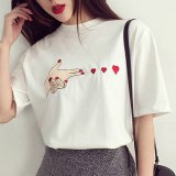 GAOKE White Summer T Shirt Women Casual Womens Tee Shirts V-neck Tshirt Pus Size XL Short Sleeve T-shirt Ladies Women Clothings
