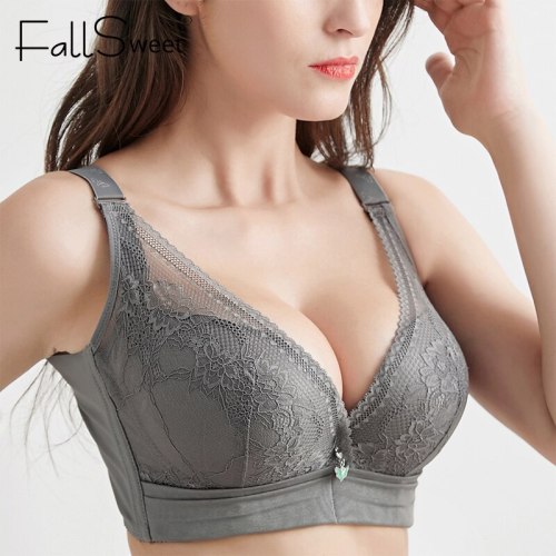 FallSweet  Push Up Bra for Women Padded Plus Size Underwire Bras Minimizer Lingeire  Sexy Lace Underwear C D E Cup
