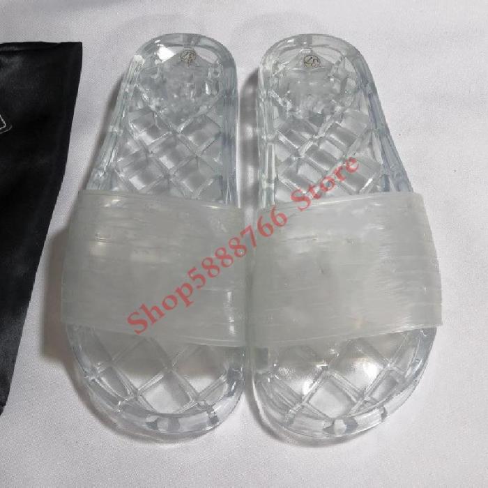 2020 womens clear jelly fashion Flip Flops luxe transparent PVC slides sandals flats designer slippers with box dust bags