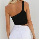 Sexy Women Cool Single One Shoulder Crop Tops Sleeveless Casual Tank Tops Summer Beach Crop Top Fashion Tank Vests 6 Colors