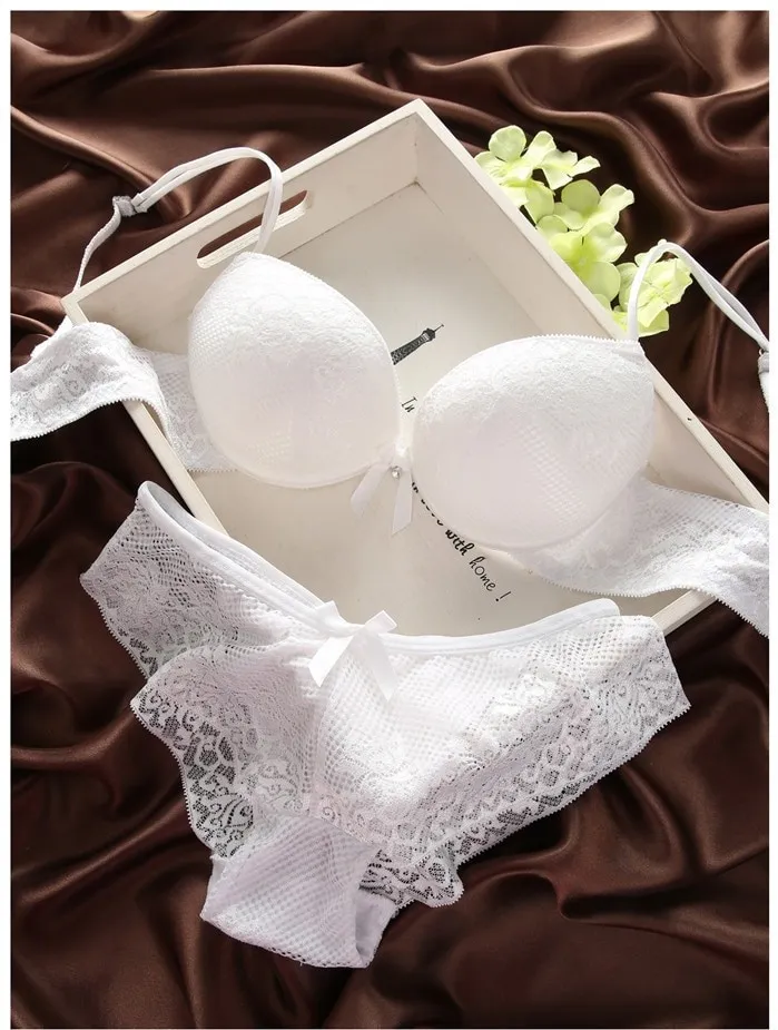 6 colors brassiere set sexy lace bra sets comfortable underwear set solid crop top female lingerie for women underwire push up