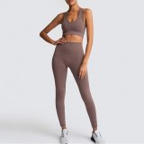 2020 Women's Yoga Set Seamless Sportswear 2-Piece Gym Yoga Clothes Sports Bra + Leggings Running Wear Skinny Sports Set Suits L