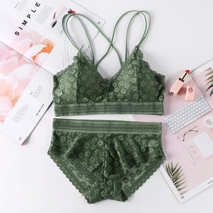 Women Lace Bra Sets Seamless Underwear Backless Vest Sexy Panties Padded Bralette Lingerie Ultrathin Briefs Female Intimates #F