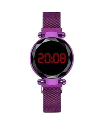 LED Watch Men's Digital Electronic Clock Watch Women's Fashion Dress Wristwatch Milan Magnet Buckle Quartz Watch