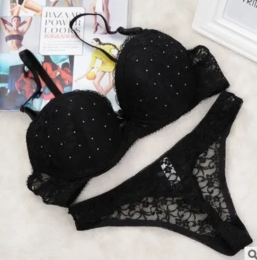 Luxury Sexy Thong France Embroidered Lace Bra Sets For Women Push Up Bra And Panty Set Underwear Sets