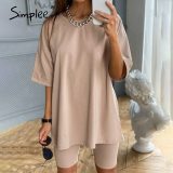 Casual solid outfits women's two piece suit with belt Home loose sports tracksuits fashion bicycle suit summer hot 2020