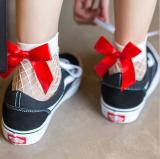 Fashion 2017 New Women Sexy Black Mesh Short Ankle Socks Christmas Girls Fishnet Socks With Cute Bow Ladies Socks 6 Colors