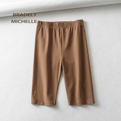 sexy women cotton high waist elastic pure color slim Knee-Length bikeshorts leggings female