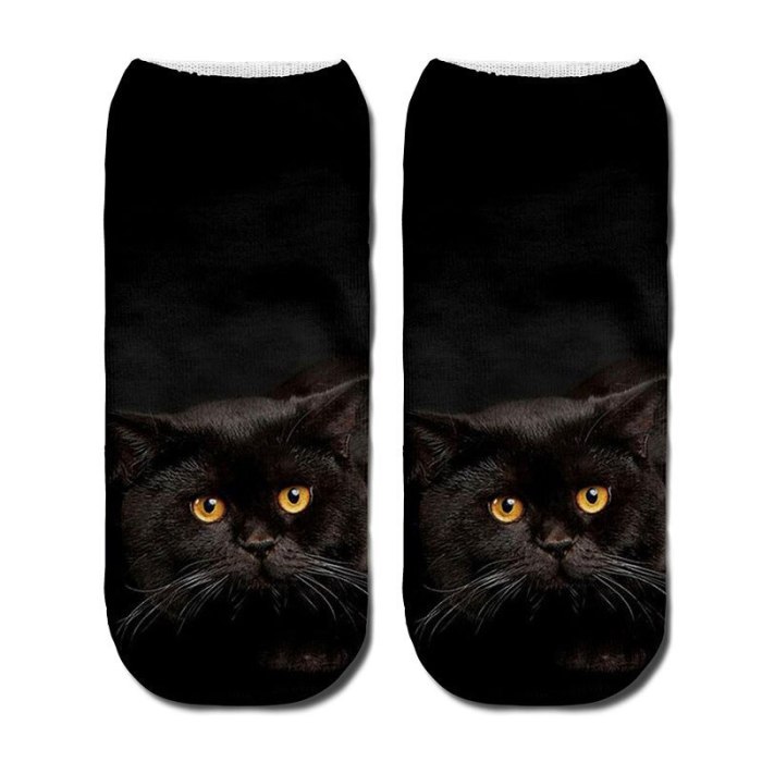 New 3D Print Funny Cute Cartoon Kitten Unisex Short Socks Creative Colorful Multiple Cat Face Happy Low Ankle Socks For Women