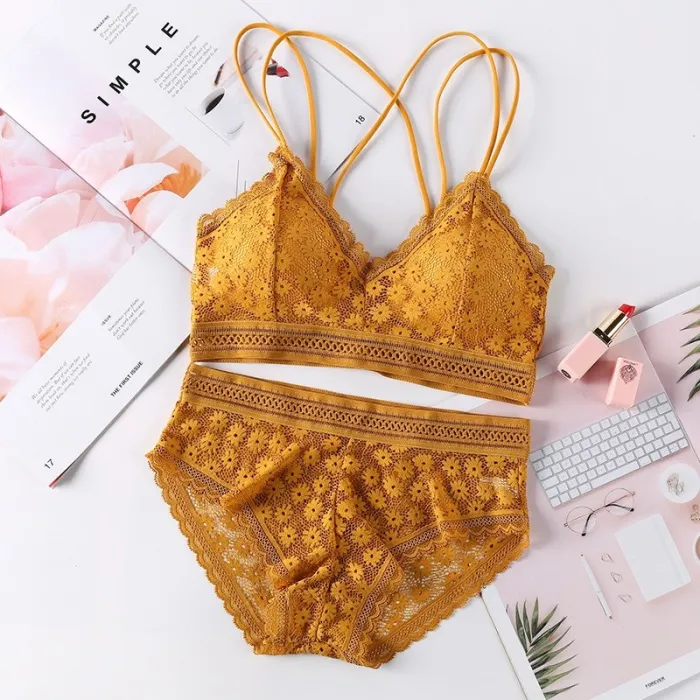 Women Lace Bra Sets Seamless Underwear Backless Vest Sexy Panties Padded Bralette Lingerie Ultrathin Briefs Female Intimates #F
