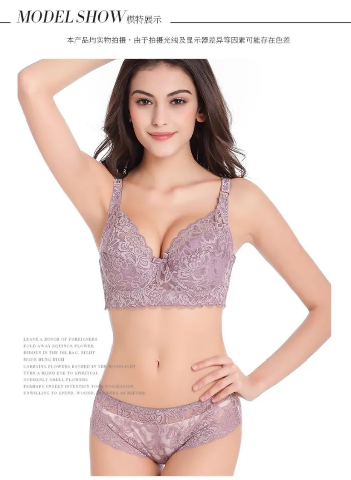2020 Sexy Full Lace Women's Bras Push Up Coverage Flower Adjustable  Intimates Bowknot Underwear Plus Size