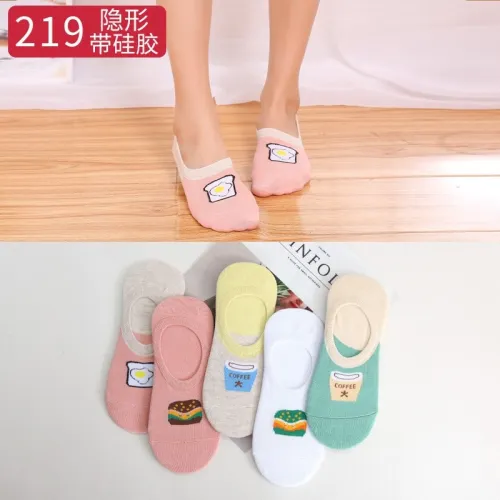 5Pairs  Arrivl Women Socks funny Fruits Cute Happy Silicone Slip Invisible Cotton Sock 35-40