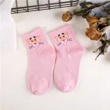 Japanese Kawaii Women Animals Cartoon Tube Socks Cute Egg Rabbit Panther Cotton Long Socks Female and Ladies Pink Milk White Sox