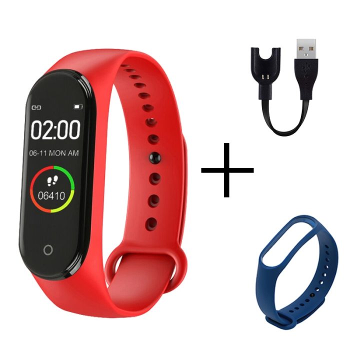 Portable Men's And Women's Waterproof Smart Color Screen M4 Watch Heart Rate Monitor Monitoring Health Tracker Sports Bracelet