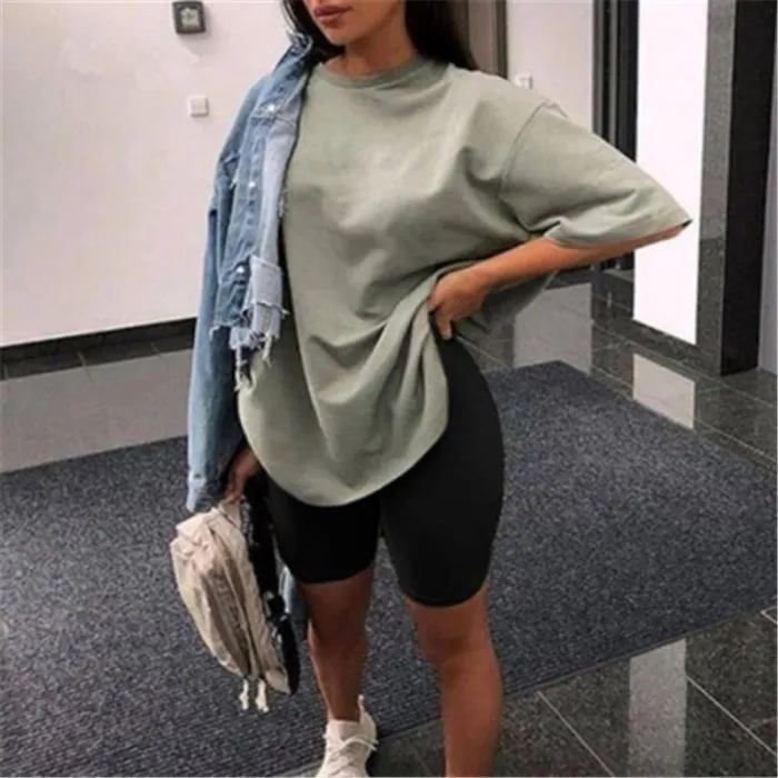 Women fashion casual solid two piece suit including belt New home loose Tops and Shorts suit 2020 Summer Tracksuit Lounge Wear