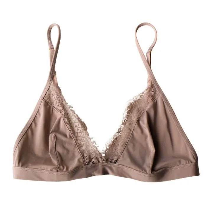 Unlined Smooth Women Female Bralette Sexy Lace Comfortable Wirefree Ladies Bra One Piece Bikini Bras Light Weigt Breathable