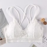 French women's lace sexy lace bra seamless deep V lace thin wireless bra triangle cup underwear sexy female underwear soft bra