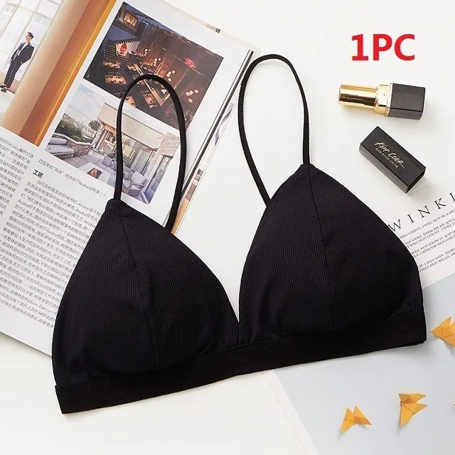 GUMPRUN Seamless Soft Bras for Women Thin Strap Wireless Push Up Bra Backless Comfort Underwear Bralette Sexy Lingerie