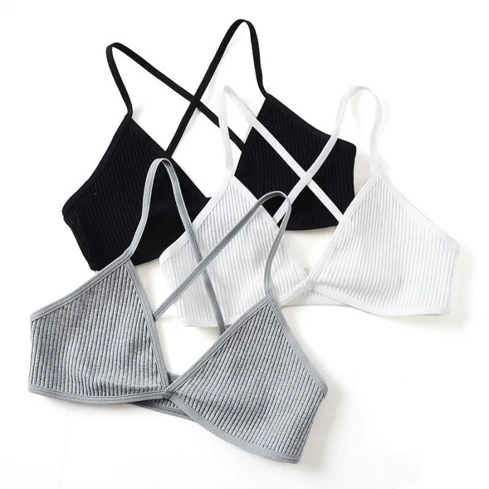 Tank Top Thin brassiere Wireless Bra Crisscross Back V Neck Black/White Seamless Underware For Women