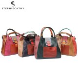 Retro Color Leather Patchwork Shoulder Bag Ladies Italian Leather Hobo Women Vintage Tote Female Crossbody&Messenger HandBag