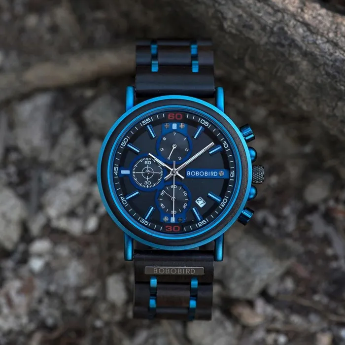 New Wooden Watch Men Top Brand Luxury Chronograph Military Quartz Watches for Man Dropshipping Customized