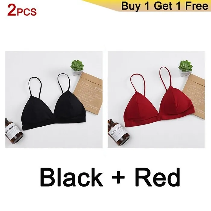 GUMPRUN Seamless Soft Bras for Women Thin Strap Wireless Push Up Bra Backless Comfort Underwear Bralette Sexy Lingerie
