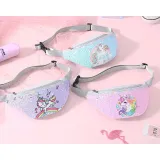 Sequins Printing  Unicorn Sequin Fashion Waist Bag Fanny Pack Children Cartoon Chest Bag Outdoor Travel Pocket Phone Pouch