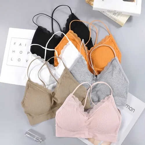 CHRLEISURE  Bralette Fitness Lace Thin Shoulder Strap Underwear Women Anti-light Shockproof Push Up Bra