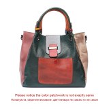 Retro Color Leather Patchwork Shoulder Bag Ladies Italian Leather Hobo Women Vintage Tote Female Crossbody&Messenger HandBag