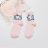 Japanese Kawaii Women Animals Cartoon Tube Socks Cute Egg Rabbit Panther Cotton Long Socks Female and Ladies Pink Milk White Sox